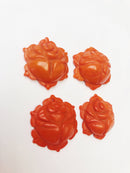 orange bamboo coral hand carved flower pendant