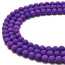 2.0mm Large Hole Bright Purple Lava Rock Stone Smooth Round Size 6-10mm 15.5'' Strand