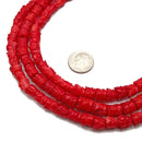 Red Bamboo Coral Hand Carved Flower Beads Size 7x8mm 15.5'' Strand