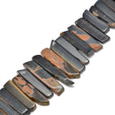 Blue Tiger's Eye Graduated Slab Slice Stick Points Beads 20-40mm 15.5" Strand
