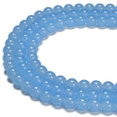 Light Blue Crystal Glass Smooth Round Beads Size 6mm 8mm 10mm 15.5" Strand