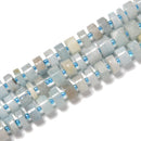 Aquamarine Rondelle Wheel Disc Beads Size 8x9mm 10x11mm 12x13mm 15.5'' Strand