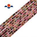 natural Multi-Color tourmaline faceted rondelle Discs beads