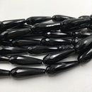 black onyx faceted teardrop beads