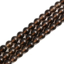 2.0mm Large Hole Smoky Quartz Smooth Round Beads Size 8mm 15.5'' Strand