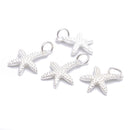 925 Sterling Silver Sea Star Pendant Charm Size 13.5x17mm 4 Pcs Per Bag