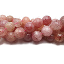 Pink Strawberry Quartz Smooth Round Beads Size 12mm 14mm 15.5" Strand