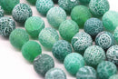 green fire agate Crackled matte round beads