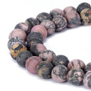 rhodonite matte round beads