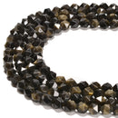 Gold Sheen Obsidian Faceted Start Cut Beads Size 8mm 15.5'' Strand