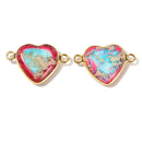 Blue Red Sea Sediment Jasper Gold Plated Edge Pendant Connector Size 15mm