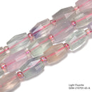 Light / Dark Fluorite Faceted Barrel Shape Beads Size 10x14mm 15.5'' Strand