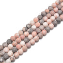 2.0mm Large Hole Pink Zebra Jasper Matte Round Beads 6mm 8mm 10mm 15.5'' Strand