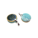Malachite Silver/Gold Plated Edge Blue Round Pendant Size 25mm Sold Per Piece