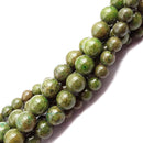 epidote pyrite Inclusions smooth round beads