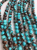 bronzite turquoise smooth round beads