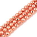 Titanium Rose Gold Hematite Faceted Round Beads 2mm 3mm 4mm 6mm 8mm 10mm 15.5" Strand