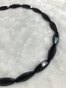 black onyx faceted rice shape beads