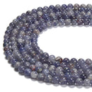 Natural Purple Blue Iolite Smooth Round Beads Size 6mm 15.5'' Strand