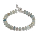 Blue Kyanite Faceted Rondelle Beaded Bracelet Silver Clasp 3x8mm 7.5" Length