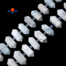 Multi Blue Aquamarine Graduated Center Drill Points Beads 13-25mm 15.5" Strand