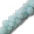 Aqua Dyed Quartz Matte Round Beads 6mm 8mm 10mm 15.5" Strand