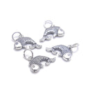 925 Sterling Silver Anti-Silver Carp Fish Shape Pendant Charm 9x14mm 4 Pcs/ Bag