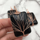 black onyx tree pendant copper wire wrap