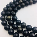 gold sheen obsidian smooth round beads