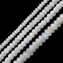 AA White Moonstone Faceted Rondelle Beads 3x5mm 4x7mm 5x8mm 5x9mm 15.5" Strand