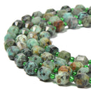 Natural African Turquoise Prism Cut Double Point Beads Size 7x8mm 15.5'' Strand