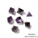 Unengraved Gemstone Polyhedral DnD Dice Dungeons & Dragons 7pc Per Set Obsidian, Tiger Eye, Labradorite, Amethyst, Clear/Rose Quartz