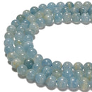 AAA Lemurian Aquatine Calcite Smooth Round Beads Size 6mm 8mm 10mm 15.5'' Strand