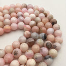 large hole pink opal smooth round beads