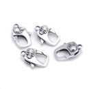 925 Sterling Silver Anti-Silver Skull Rectangle Clasp 10x14.5mm 2 Pcs Per Bag