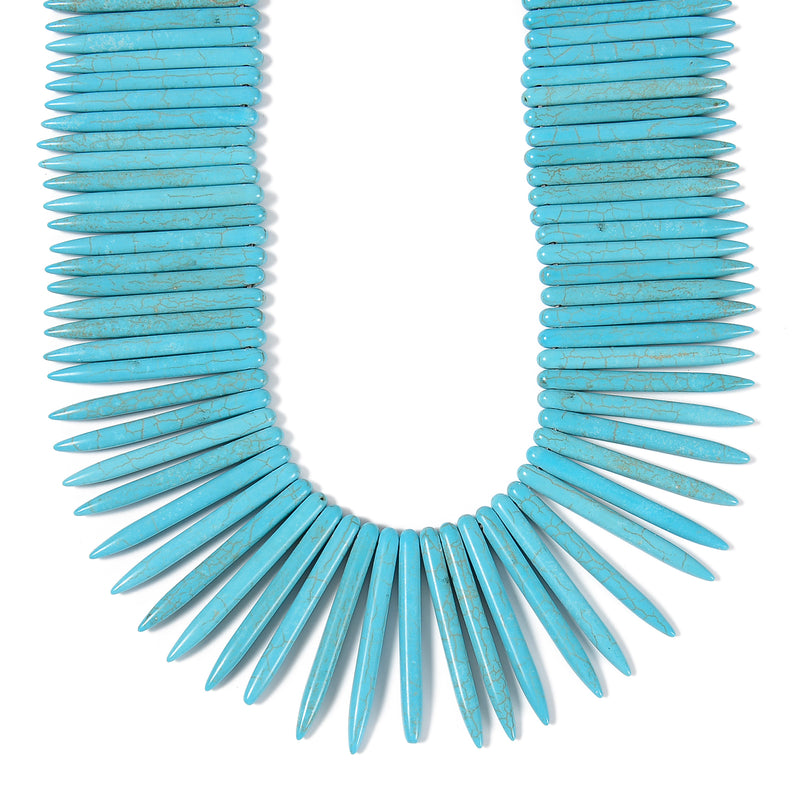 Blue Howlite Turquoise Spike Point Beads Size 5x20mm 5x25mm 5x50mm 15.5'' Str