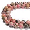 Natural Rhodochrosite Smooth Round Beads Size 15-15.5mm 15.5'' Strand
