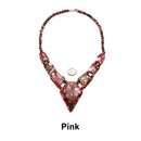 Bronzite Blue/Pink/Purple Impression Jasper Diamond Pendant Necklace 19" Inch