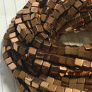 copper plated hematite cube beads