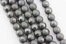 natural hematite cross shiny design matte round beads