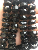 black tourmaline faceted rondelle beads