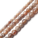 Coated Peach Moonstone faceted Round Beads 6mm 8mm 10mm