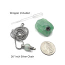 Green Fluorite Essential Oil Necklace Rough Nugget Perfume Bottle & Silver Chain