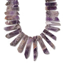Natural Chevron Amethyst Graduated Slab Stick Point Beads Size 25-45mm 15.5''Str