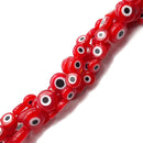 Red Evil Eye Glass Coin Discs Beads Size 6mm 8mm 10mm 15.5" Strand