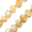 citrine graduated short fat faceted points beads
