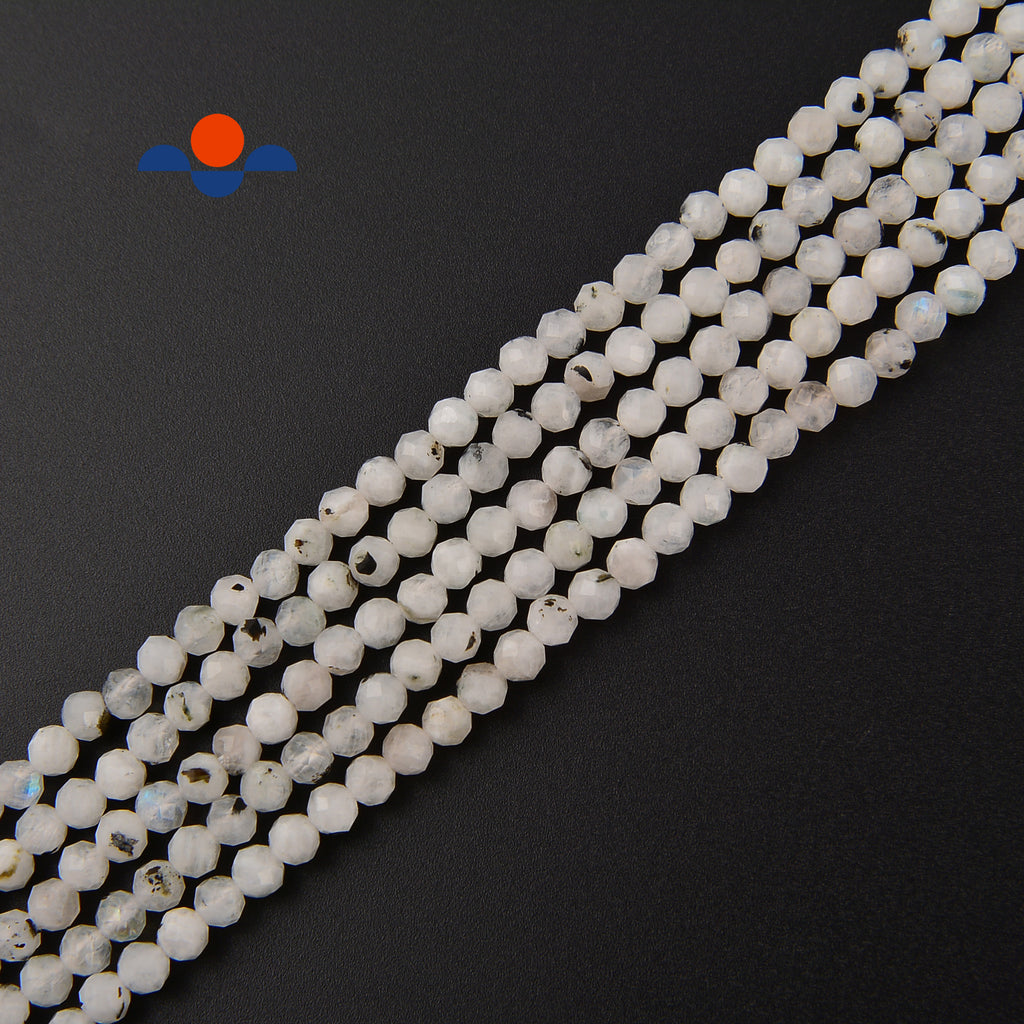 Natural Rainbow Moonstone 2mm 3mm 4mm 5mm Faceted Round Beads