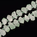 Light Green Quartz Top Drill Rough Points Size 15-18mm 18-25mm 15.5'' Strand