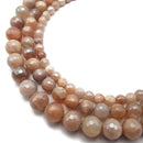 Coated Peach Moonstone faceted Round Beads 6mm 8mm 10mm