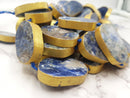 sodalite oval bezel slab gold leaf edge beads